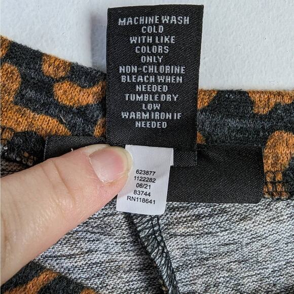 Lane Bryant Brown Black Leopard 3/4 Sleeve One-Shoulder Hacci Jumpsuit 34/36 - Picture 10 of 12